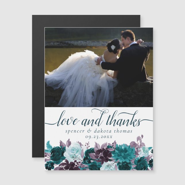 Moody Boho | Magnet de Merci photo Turquoise viole (Devant / Derrière)