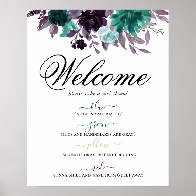 Moody Boho | Teal and Purple Social Distancing Poster (Front)