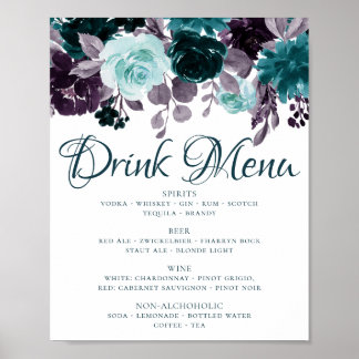 Moody Boho | Teal Floral Garland Drink Choice Poster
