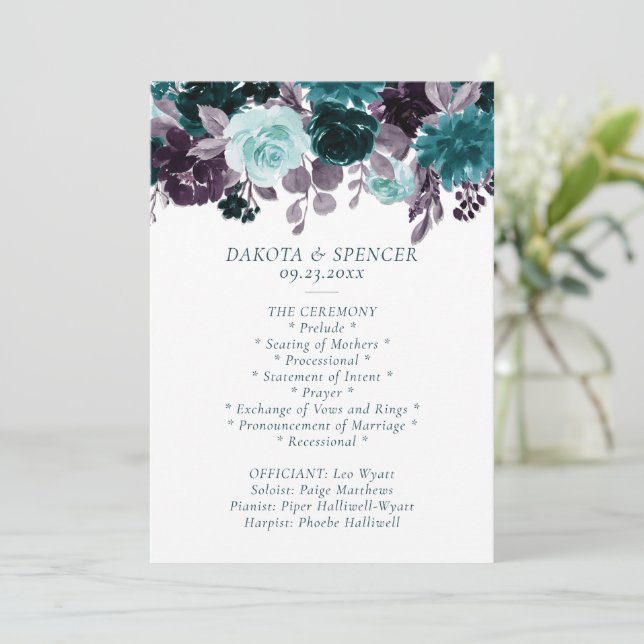 Moody Boho | Teal Turquoise and Purple Garland Program (Standing Front)