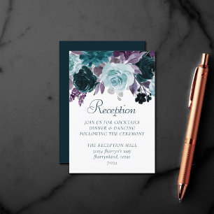 Moody Boho   Teal Turquoise and Purple Reception Enclosure Card