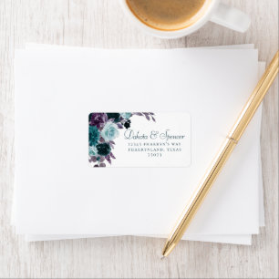 Moody Boho   Teal Turquoise Purple Rose Address Label