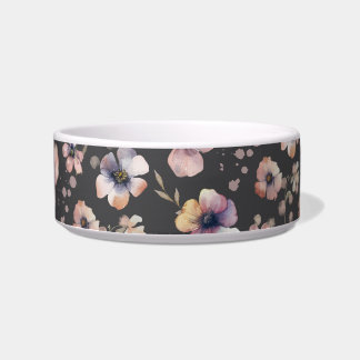 Moody Boho Watercolor Blush Wildflowers Pattern  Bowl