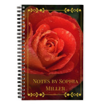 Moody Botanical Dark Red Rose Gold Frame Notebook