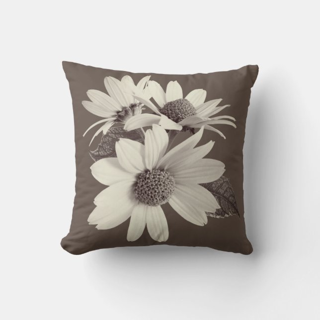 Moody Brown Daisy Pillow (Front)