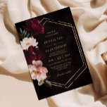 Moody Burgundy Blush Pink Floral Peonies Wedding Invitation<br><div class="desc">Personalize this elegant wedding invitation easily and quickly. Simply click the Edit Using Design Tools button to edit the text,  change fonts and fonts colours. Featuring beautiful realistic burgundy and blush pink peony flowers against a dark moody background. Matching items available in store. (c) Somerset Fine Paperie</div>