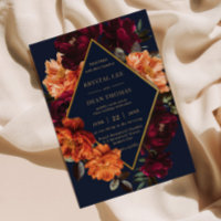 Moody Burgundy Burnt Orange Navy Floral Wedding
