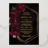 Moody Burgundy Floral Peonies Wedding
