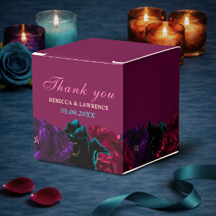 Moody Burgundy Jewel Tone Floral Wedding Favor Box