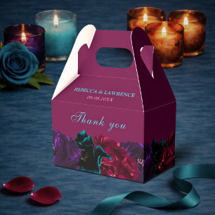 Moody Burgundy Jewel Tone Floral Wedding Favor Box
