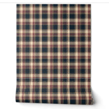 Moody Burgundy & Navy Plaid Wallpaper