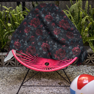 Moody Burgundy rose  Beach Towel