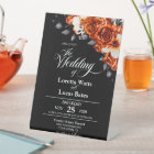 Moody Burnt Orange Rose Floral Black Wedding