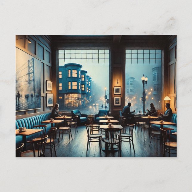 Moody Cafe in San Francisco Mug Postcard (Front)