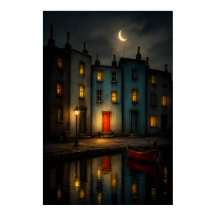 Moody Canal Nightscape Wall Art Poster