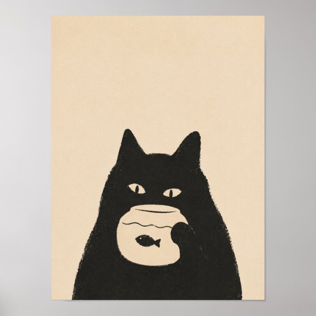 moody cat fishbowl poster (Front)