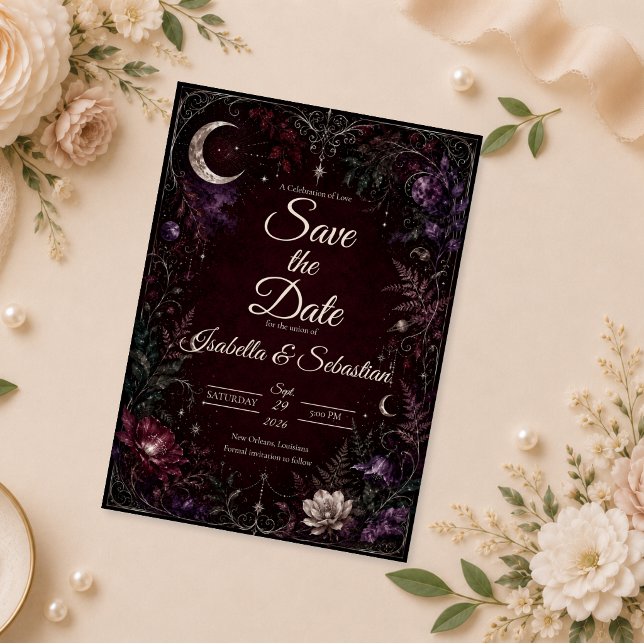 Moody Celestial Botanical Wedding Save The Date (Creator Uploaded)
