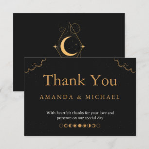 Moody Celestial Gold Moon starry night  Thank You Card