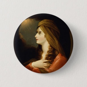 Moody Celestial Light Lady Red Turban Art 2 Inch Round Button