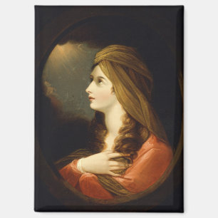 Moody Celestial Light Lady Red Turban Art Magnet
