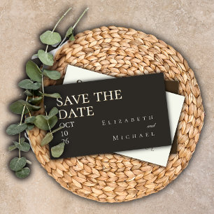Moody Charcoal Minimalist Wedding Save the Date QR Enclosure Card