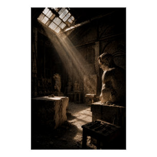Moody Chiaroscuro Sculpture Studio Fine Art Poster