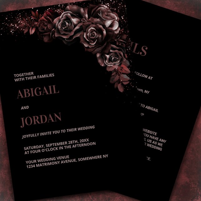 Moody Chocolate Floral All in One Wedding Invitation (Creator Uploaded)