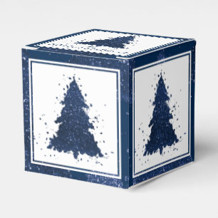 Moody Christmas Tree Classy Dark Navy Blue Favor Box
