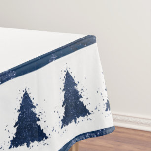 Moody Christmas Tree   Classy Dark Navy Blue Tablecloth