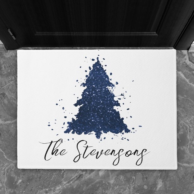 Moody Christmas Tree | Classy Navy Blue Custom Doormat (Creator Uploaded)