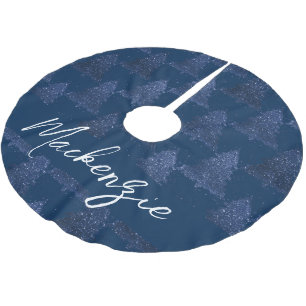 Moody Christmas Tree Classy Navy Blue Splatter Brushed Polyester Tree Skirt