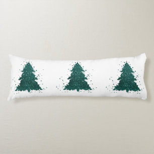 Moody Christmas Tree   Dark Midnight Teal Splatter Body Pillow