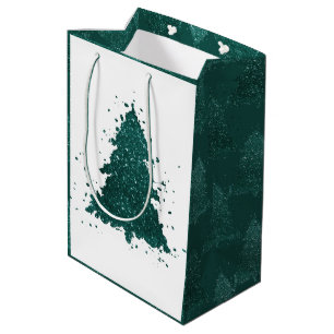 Moody Christmas Tree   Dark Midnight Teal Splatter Medium Gift Bag