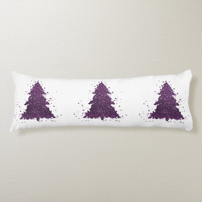 Moody Christmas Tree | Dark Plum Purple Splatter Body Pillow (Front)