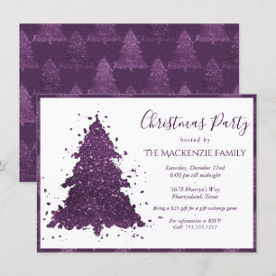 Moody Christmas Tree Deep Plum Purple Party Holiday Card