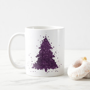 Moody Christmas Tree   Deep Plum Purple Splatter Coffee Mug