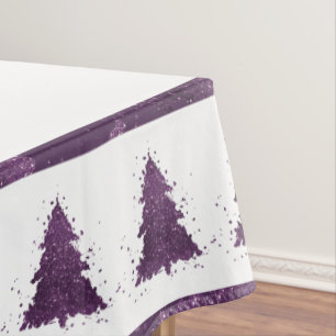 Moody Christmas Tree   Deep Plum Purple Splatter Tablecloth