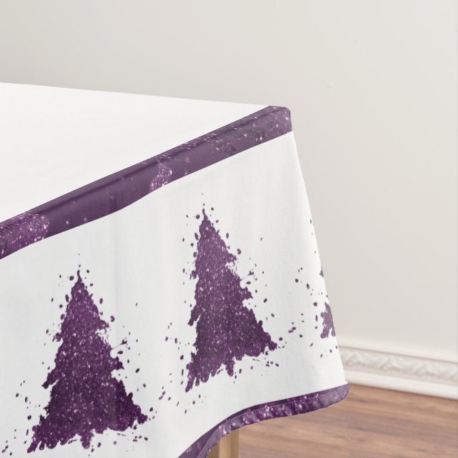 Moody Christmas Tree | Deep Plum Purple Splatter Tablecloth (In Situ)