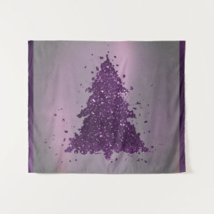 Moody Christmas Tree   Deep Plum Purple Splatter Tapestry