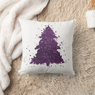 Moody Christmas Tree   Deep Plum Purple Splatter Throw Pillow