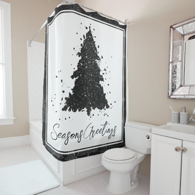 Moody Christmas Tree | Onyx Silvery Black Splatter (In Situ)