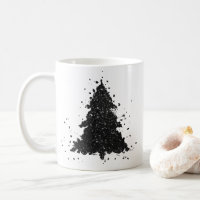Moody Christmas Tree | Onyx Silvery Black Splatter