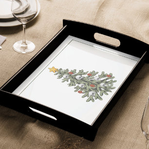 Moody Christmas Tree Onyx Silvery Black Splatter Tissue Paper