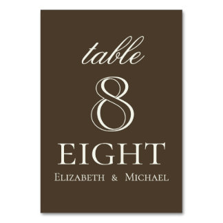 Moody Coffee Ivory Script Wedding Table Number
