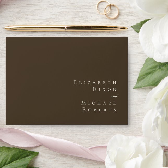 Moody Coffee Minimalist Script Wedding Invitation Envelope (Wedding)