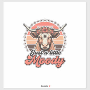 Moody Cow Retro Sunset Vintage Engraving Design_1