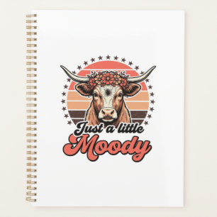 Moody Cow Retro Sunset Vintage Engraving Design_1 Planner