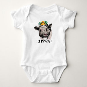 Moody Cow Themed Clothes For Newborn Baby, Cow Baby Bodysuit