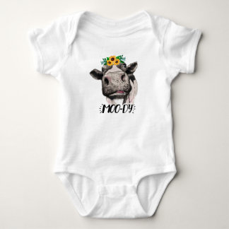 Moody Cow Themed Clothes For Newborn Baby, Cow Baby Bodysuit