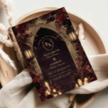 Moody Crimson Floral Wedding Invitation<br><div class="desc">Embrace the allure of dark romance with this gothic candlelit wedding design. Deep crimson roses,  flickering lanterns,  and a pointed archway frame your names in vintage elegance. Perfect for couples seeking a moody,  dramatic,  and unforgettable wedding aesthetic.</div>
